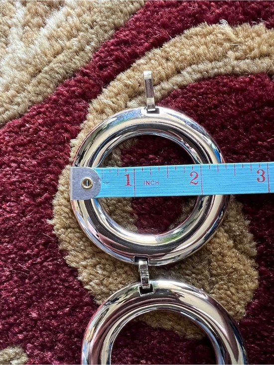 ESCADA Women’s Large Circle Shiny Silver Tone Metal Chain Link Belt